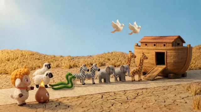 Two by two, the animals come to the ark