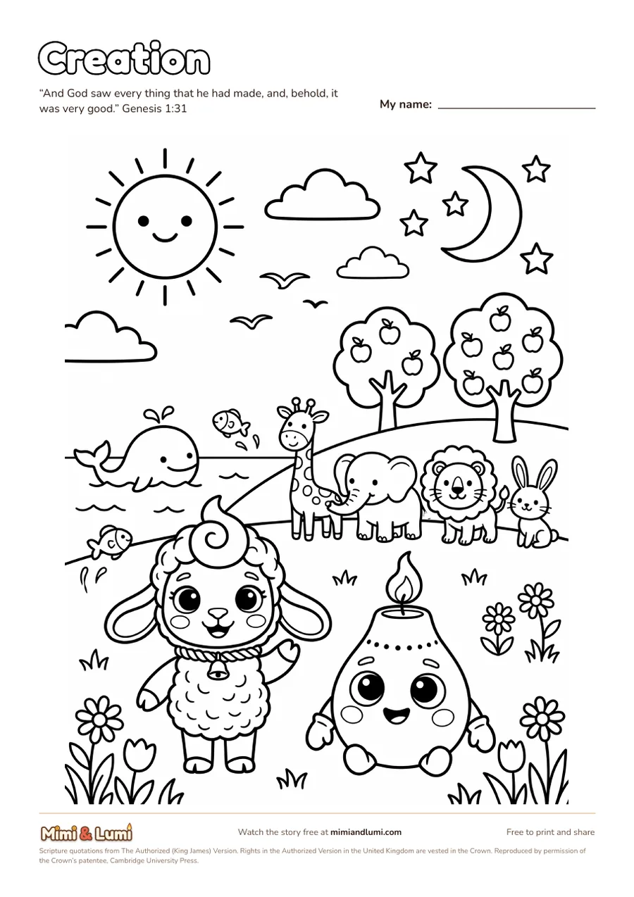 Preview of the Creation colouring page
