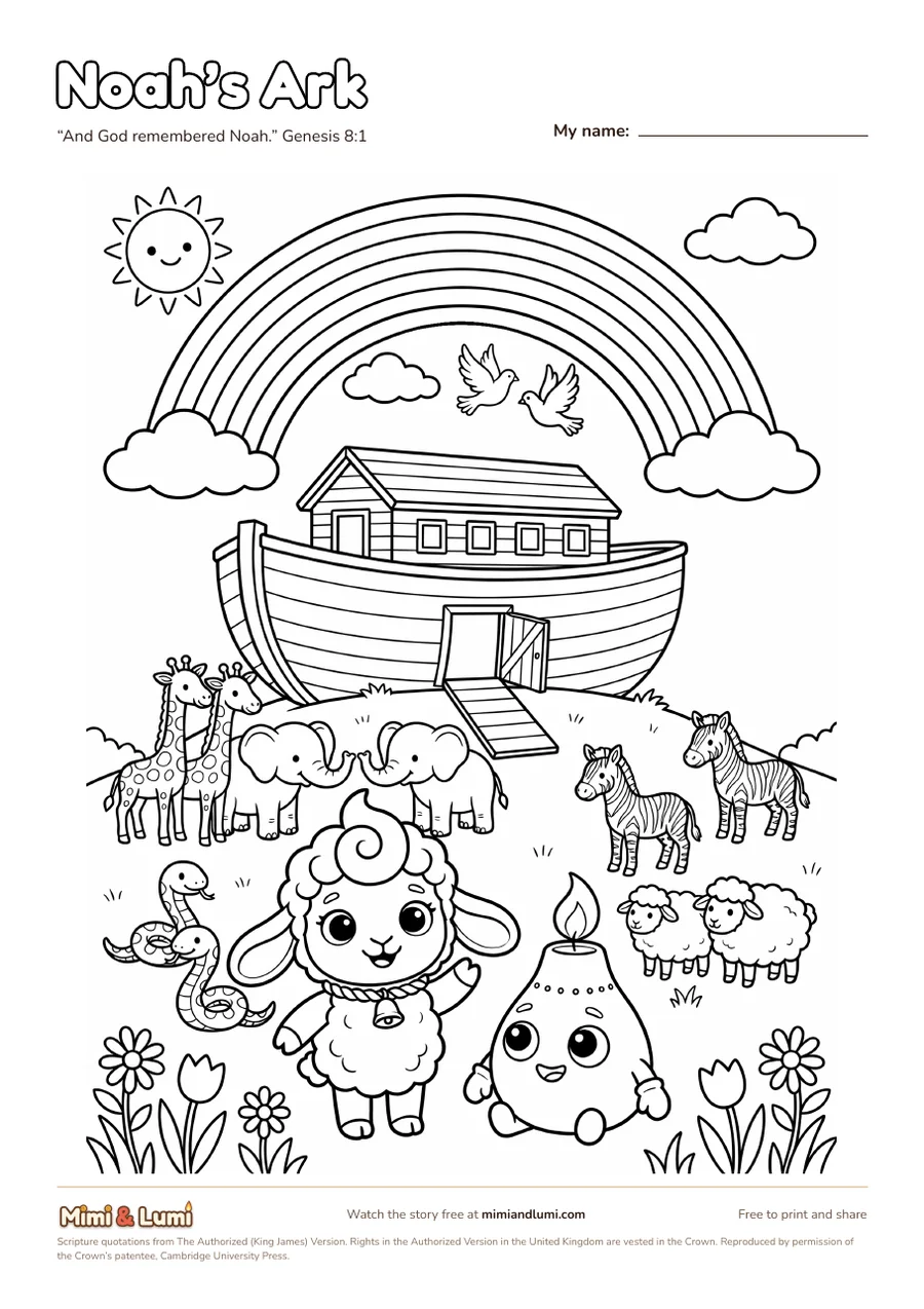 Preview of the Noah’s Ark colouring page